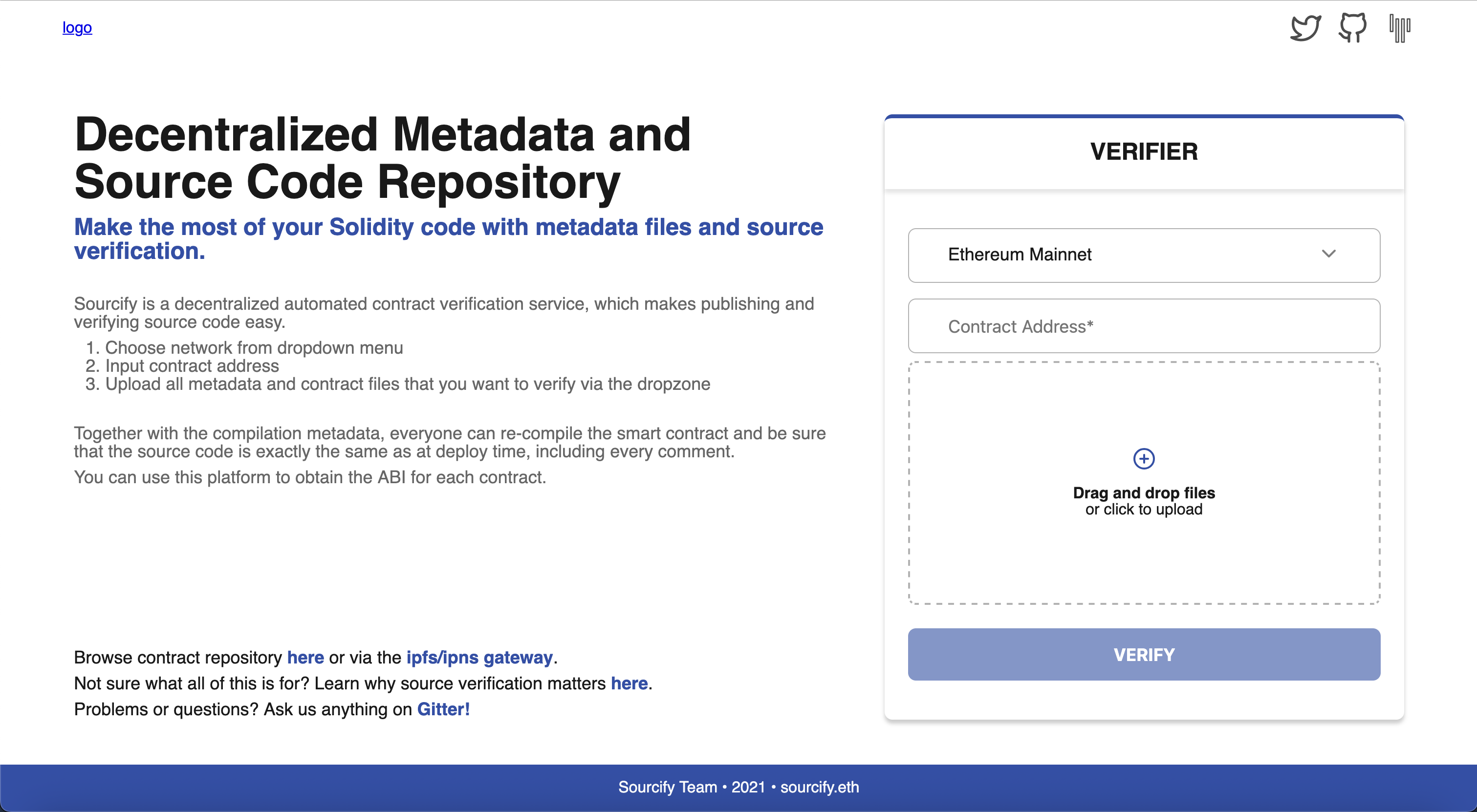 Sourcify's UI in 2021
